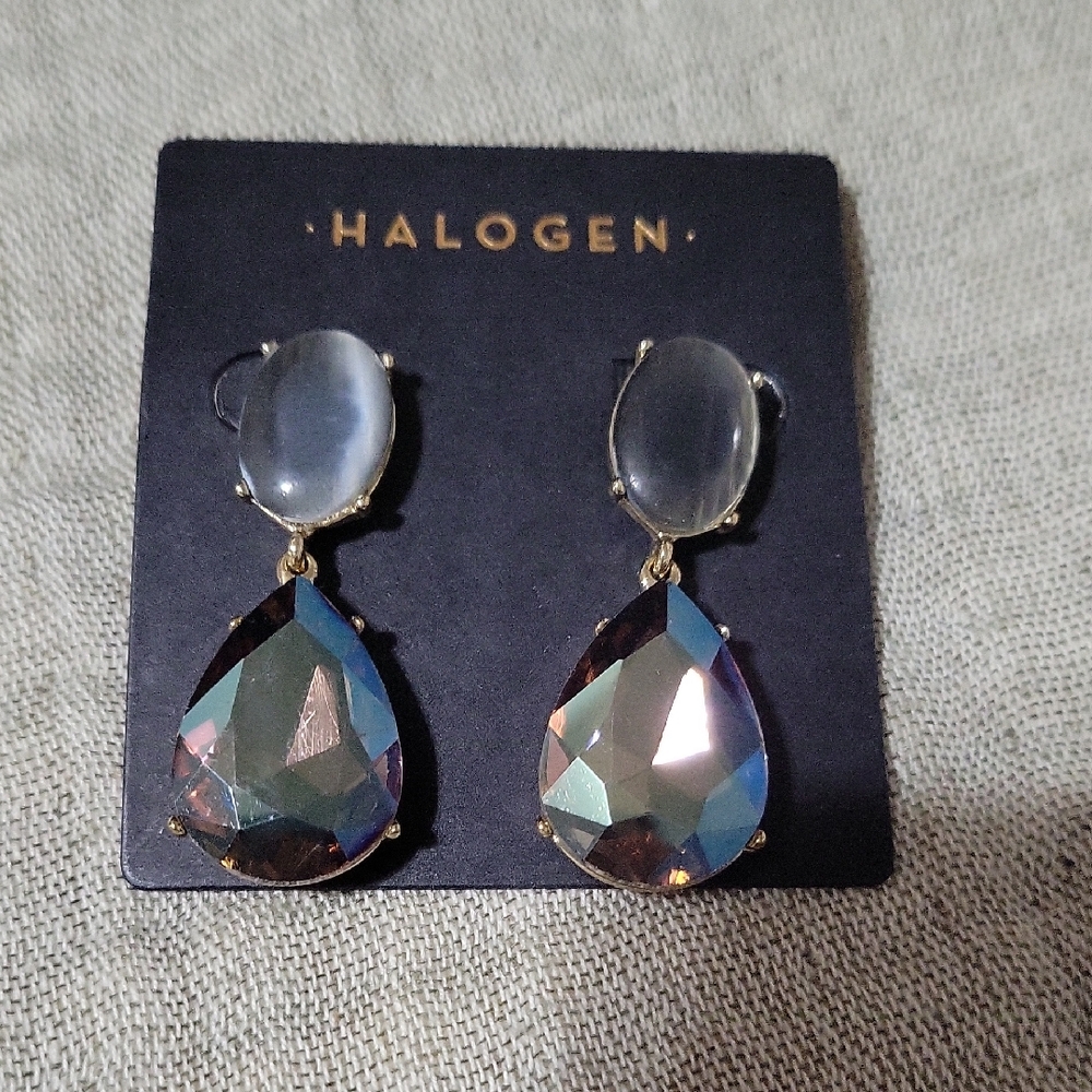 Halogen Gold and Crystal Teardrop Earrings